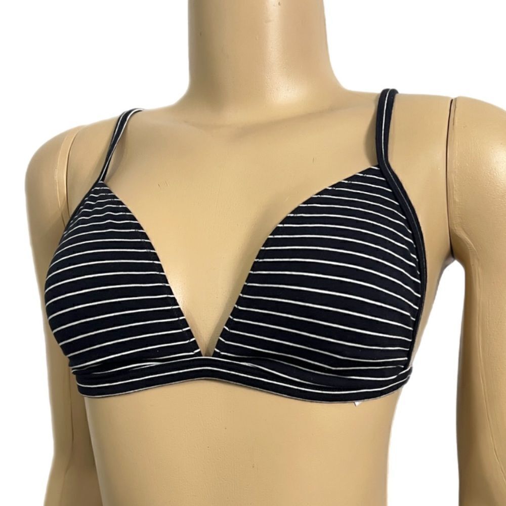 Victoria’s Secret Organic Burkinabe Cotton Unlined bralette bra black striped M